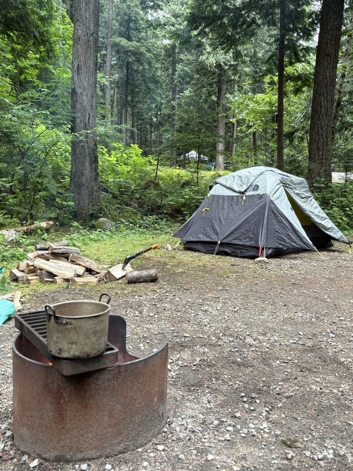 Guided overnight camping trip in BC — backcountry camping in a mountain lake setting