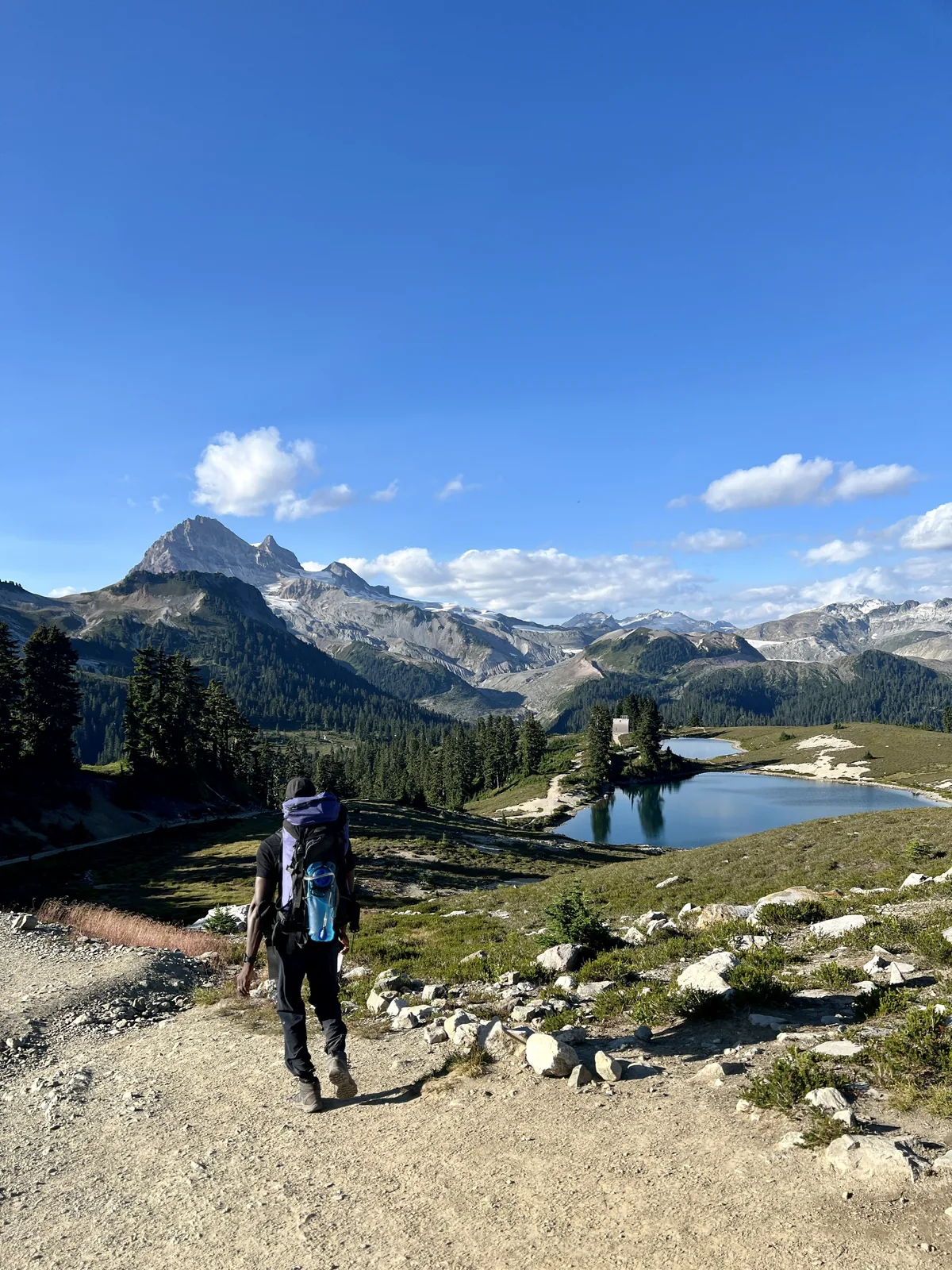 Elfin Lake guided hike in Garibaldi Provincial Park BC — alpine lake with Garibaldi massif views